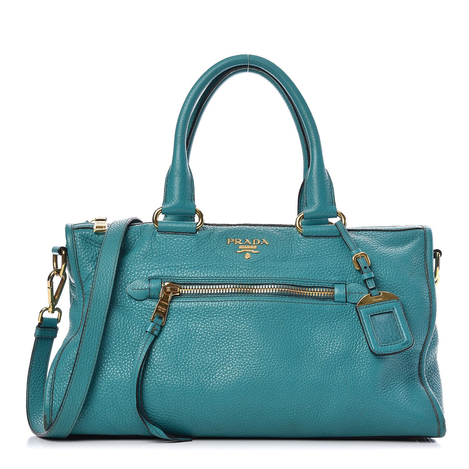 Prada Vitello Daino Shopping Satchel Voyage Turchese 1 of 22