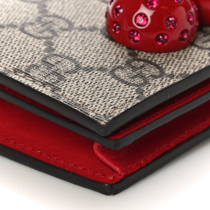 Gucci GG Supreme Monogram Cherry Embellished Card Case Wallet Hibiscus Red 8 of 9