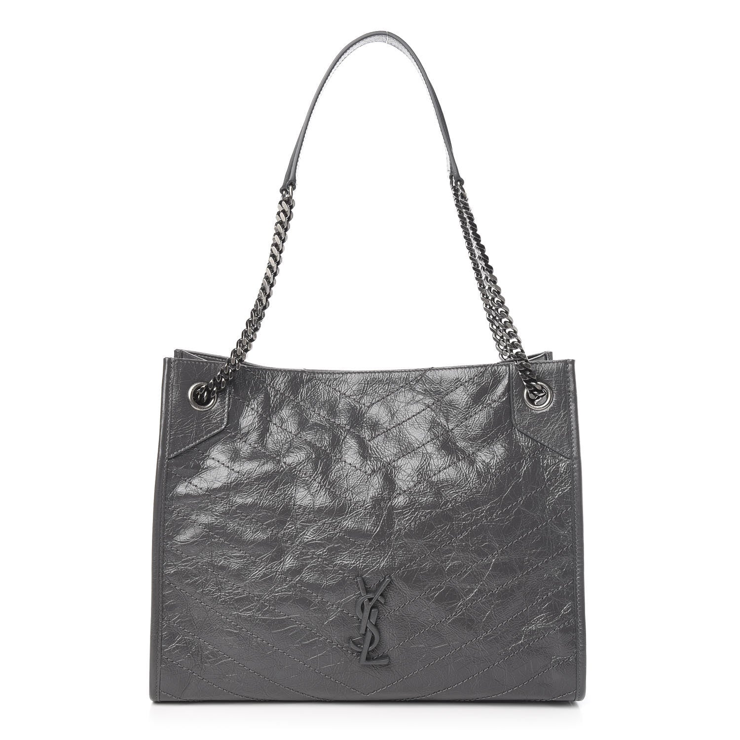 Saint Laurent Crinkled Calfskin Matelasse Monogram Medium Niki Shopper Tote Smog 1 of 11