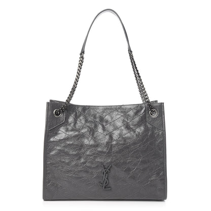 Saint Laurent Crinkled Calfskin Matelasse Monogram Medium Niki Shopper Tote Smog 1 of 11