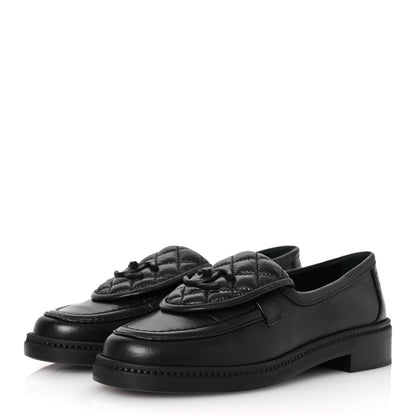 Chanel Crumpled Lambskin Quilted CC Turnlock Loafers 37 Black 4 of 11