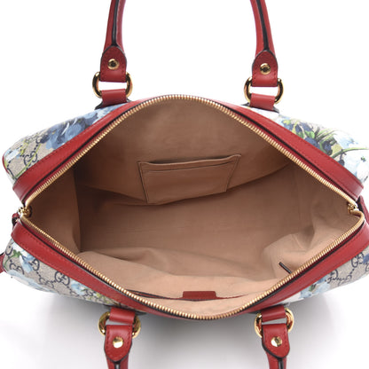 Gucci GG Supreme Monogram Blooms Medium Boston Beige Blue Navy Hibiscus Red 6 of 10