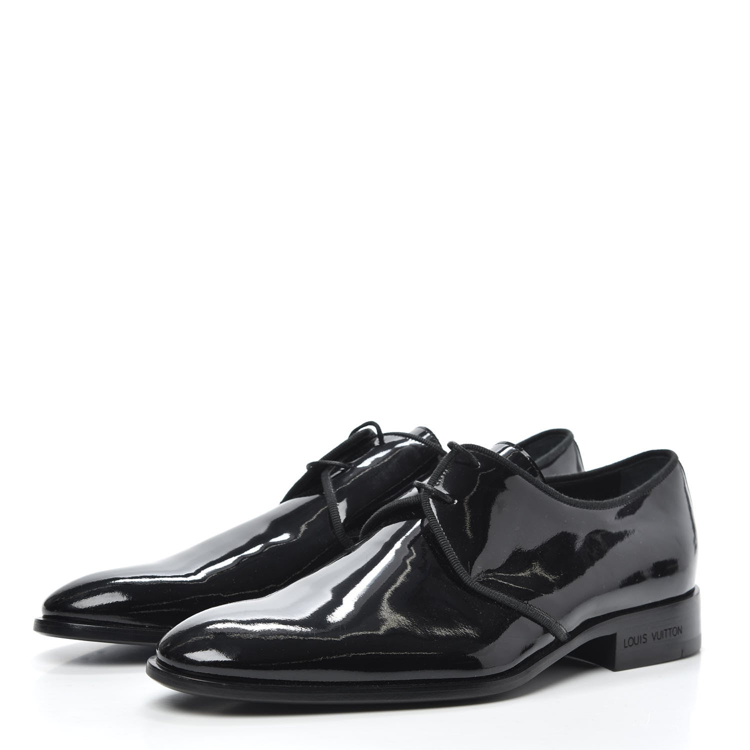 Louis Vuitton Patent Mens Lace Up Shoes 8 Black 3 of 7