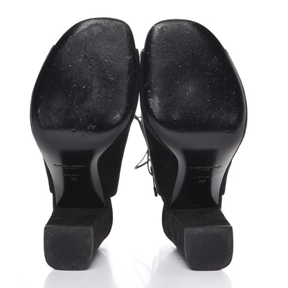 Saint Laurent Suede Babies Lace Up Sandal 36 Black 7 of 10