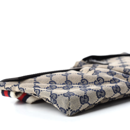 Gucci GG Monogram Web Double Pocket Belt Bag Navy 8 of 11