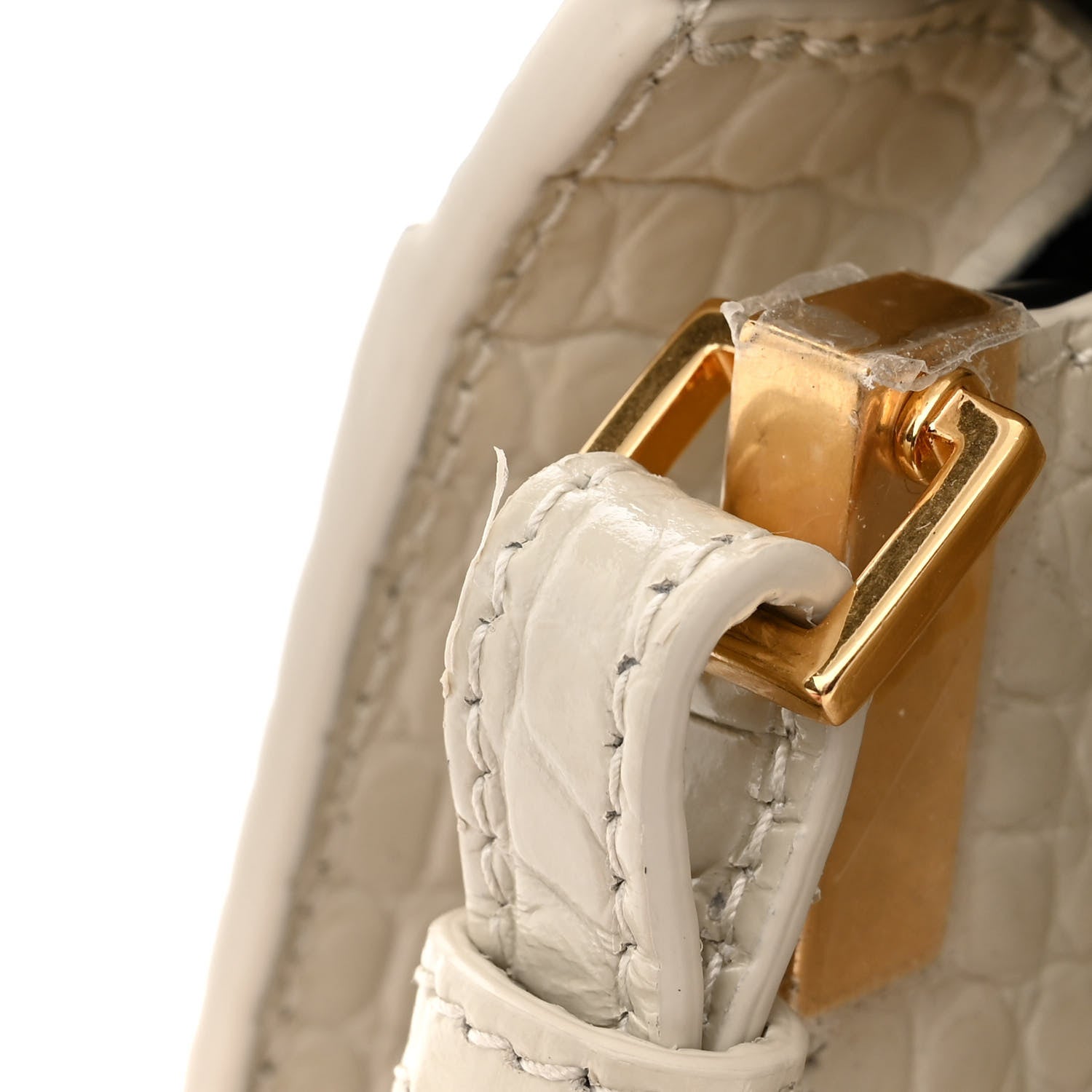 Saint Laurent Crocodile Embossed Mini Classic Monogram Cassandra Top Handle Crema Soft 11 of 15