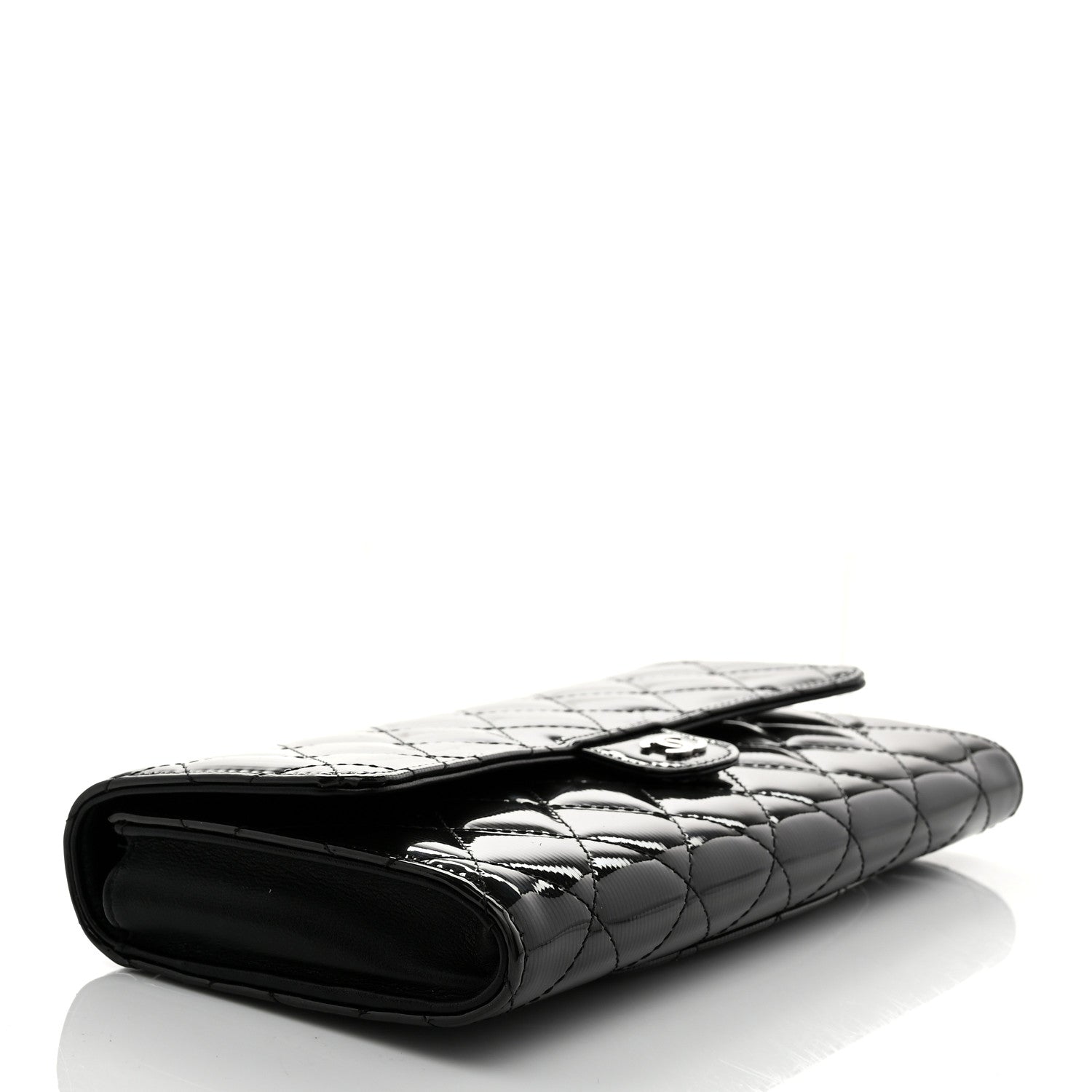 Chanel Striated Patent Quilted Travel Wallet Black 4 of 9