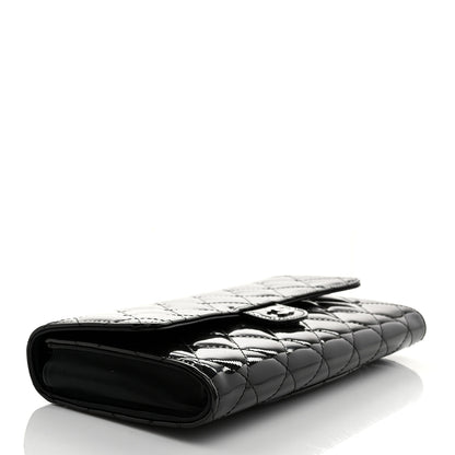Chanel Striated Patent Quilted Travel Wallet Black 4 of 9