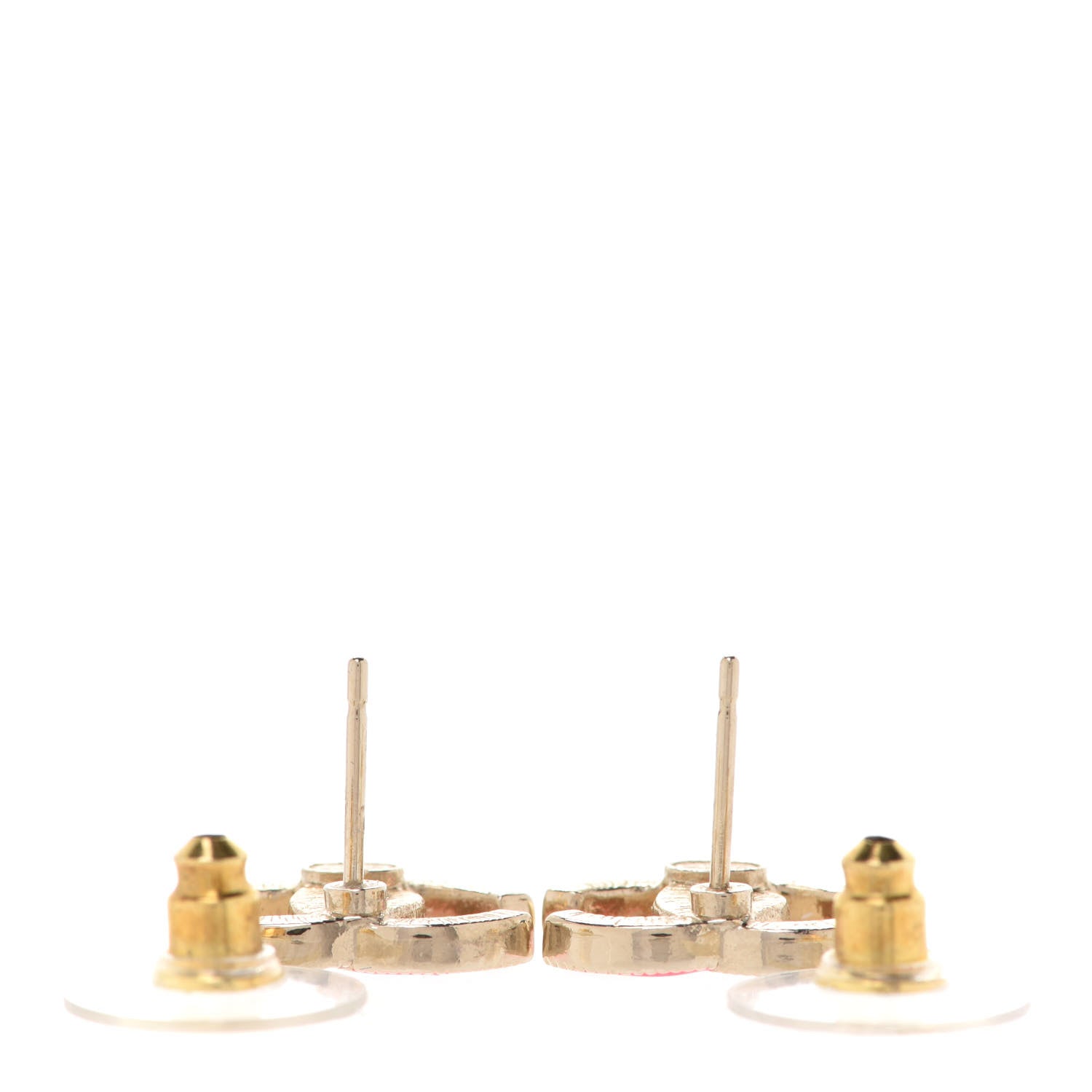 Chanel Enamel CC Earrings Pink Gold 3 of 5