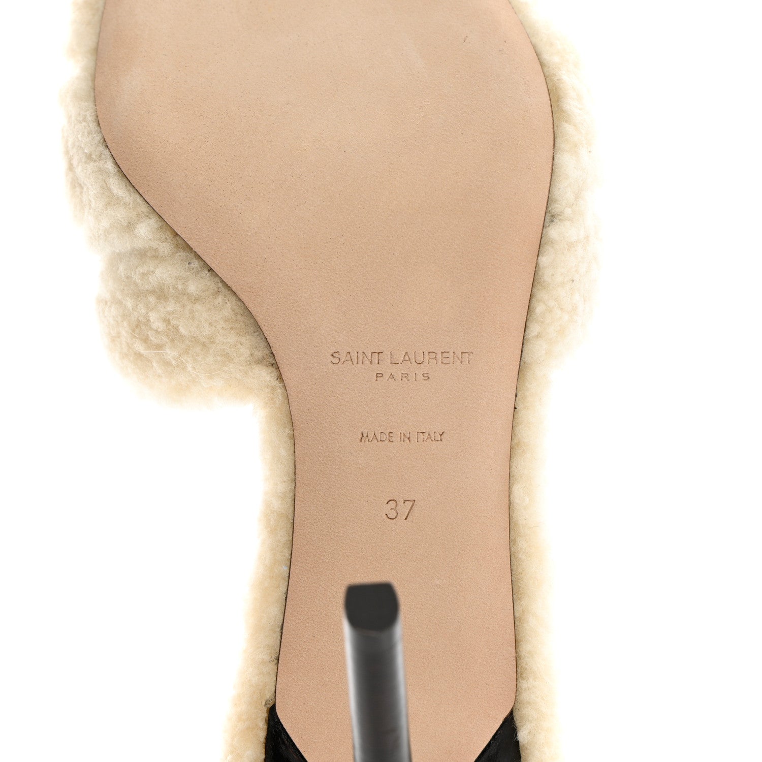 Saint Laurent Shearling Tribute Mule Sandals 37 Naturale 7 of 9