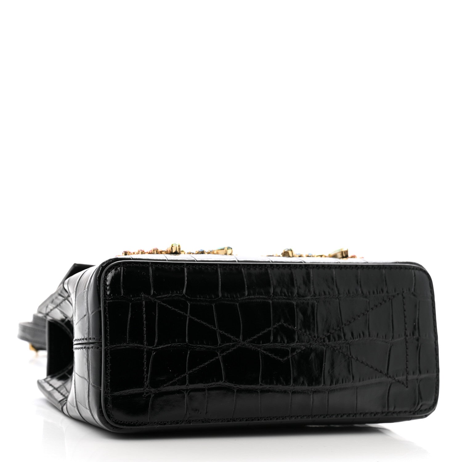 Mulberry Calfskin Crocodile Embossed Embellished Micro Seaton Black Multicolor 4 of 11