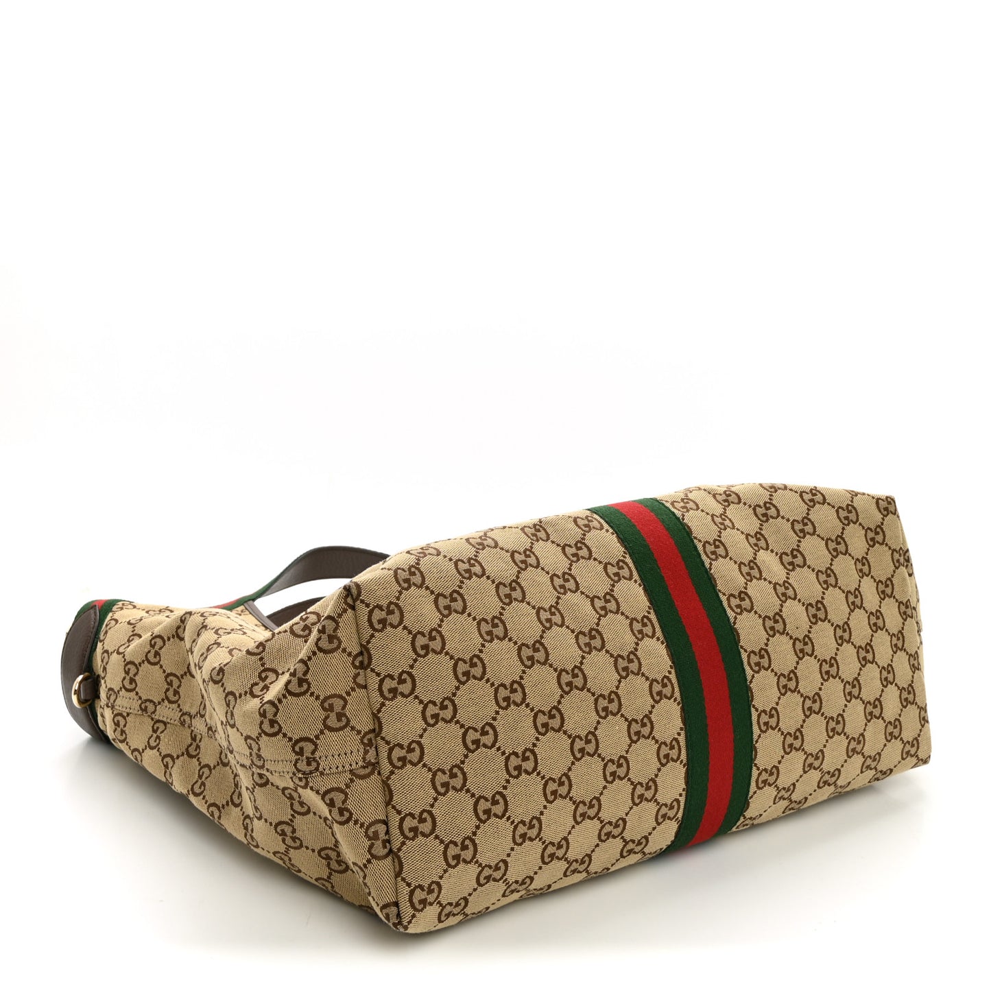 GG Monogram Web Large Giglio Tote Beige Brown