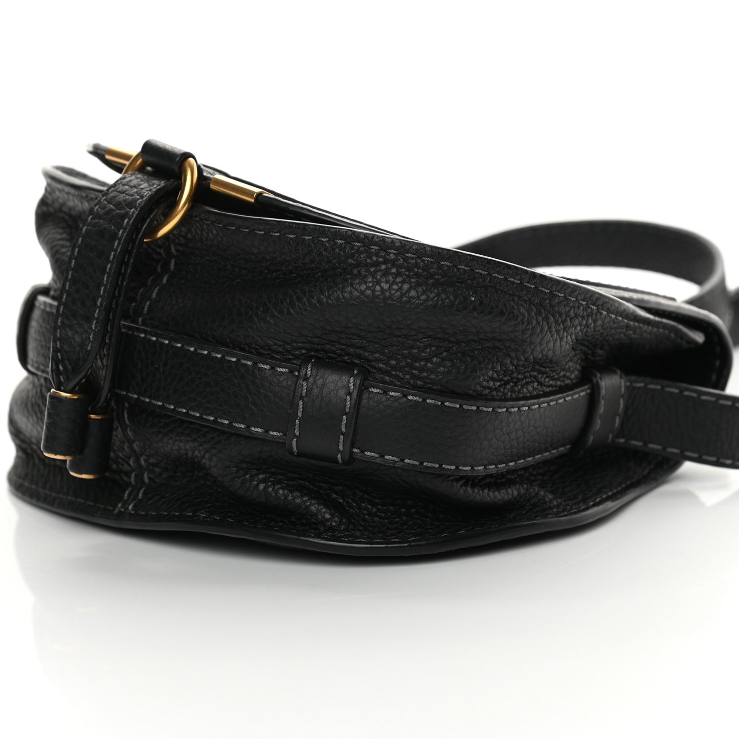 Calfskin Mini Marcie Round Crossbody Bag Black