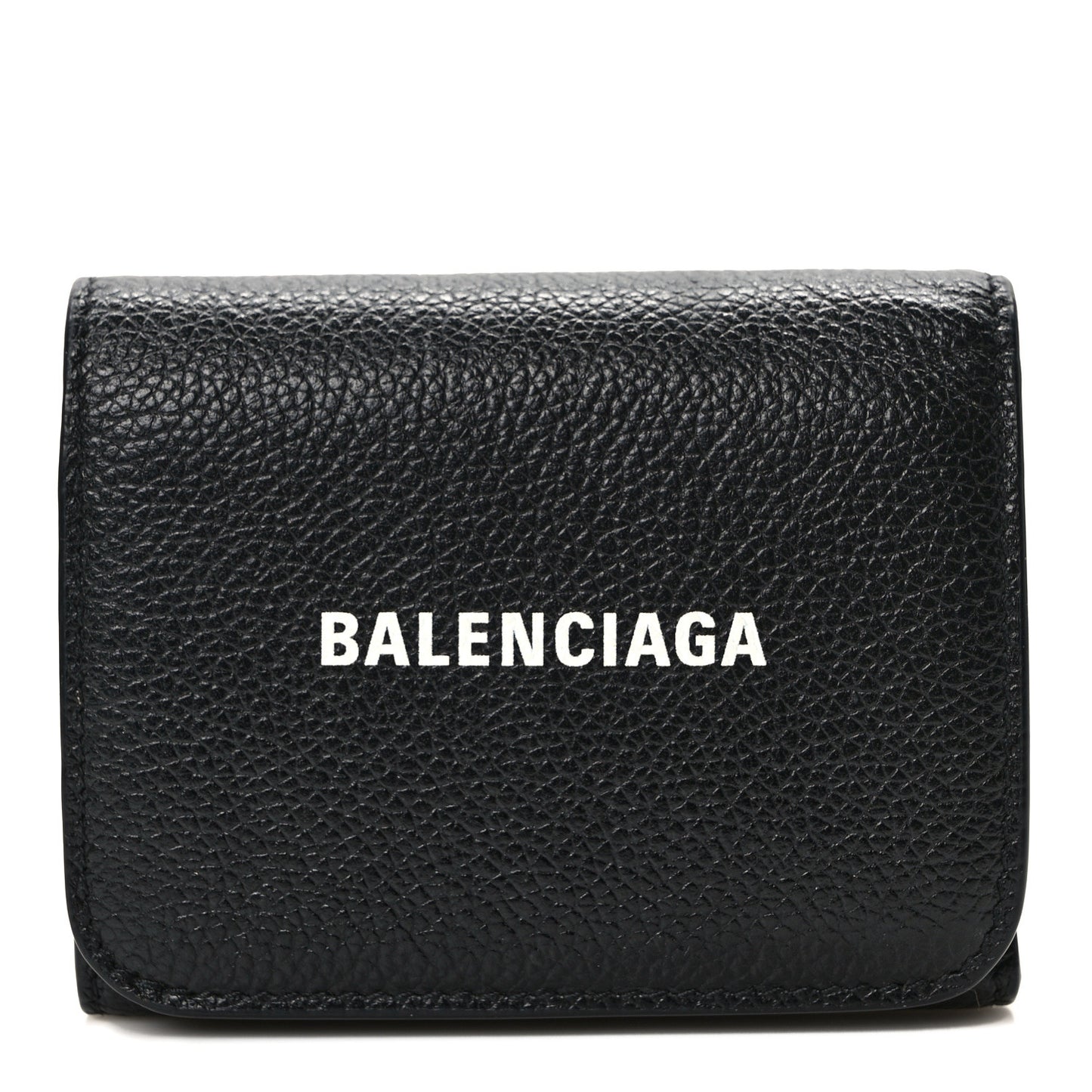 Calfskin Logo Mini Cash Wallet Black