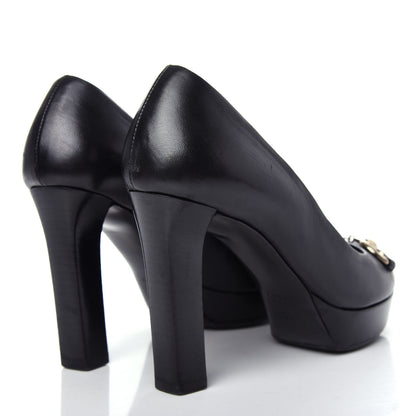 Gucci Nappa Horsebit Peep Toe Platform High Heel Pumps 36 Black 4 of 11