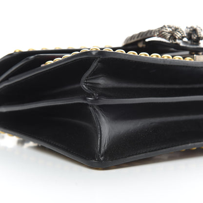 Gucci Calfskin Floral Embroidered Studded Small Dionysus Shoulder Bag Black 9 of 15