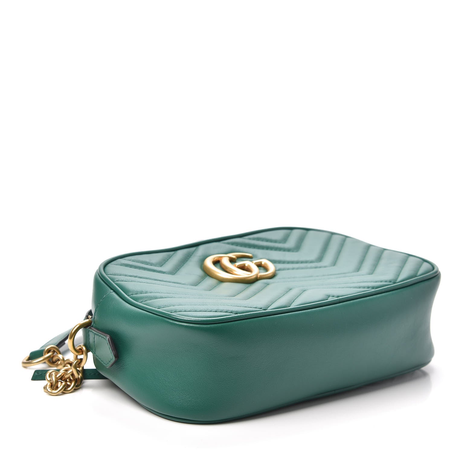 Gucci Calfskin Matelasse Small GG Marmont Chain Shoulder Bag Emerald Green 4 of 10