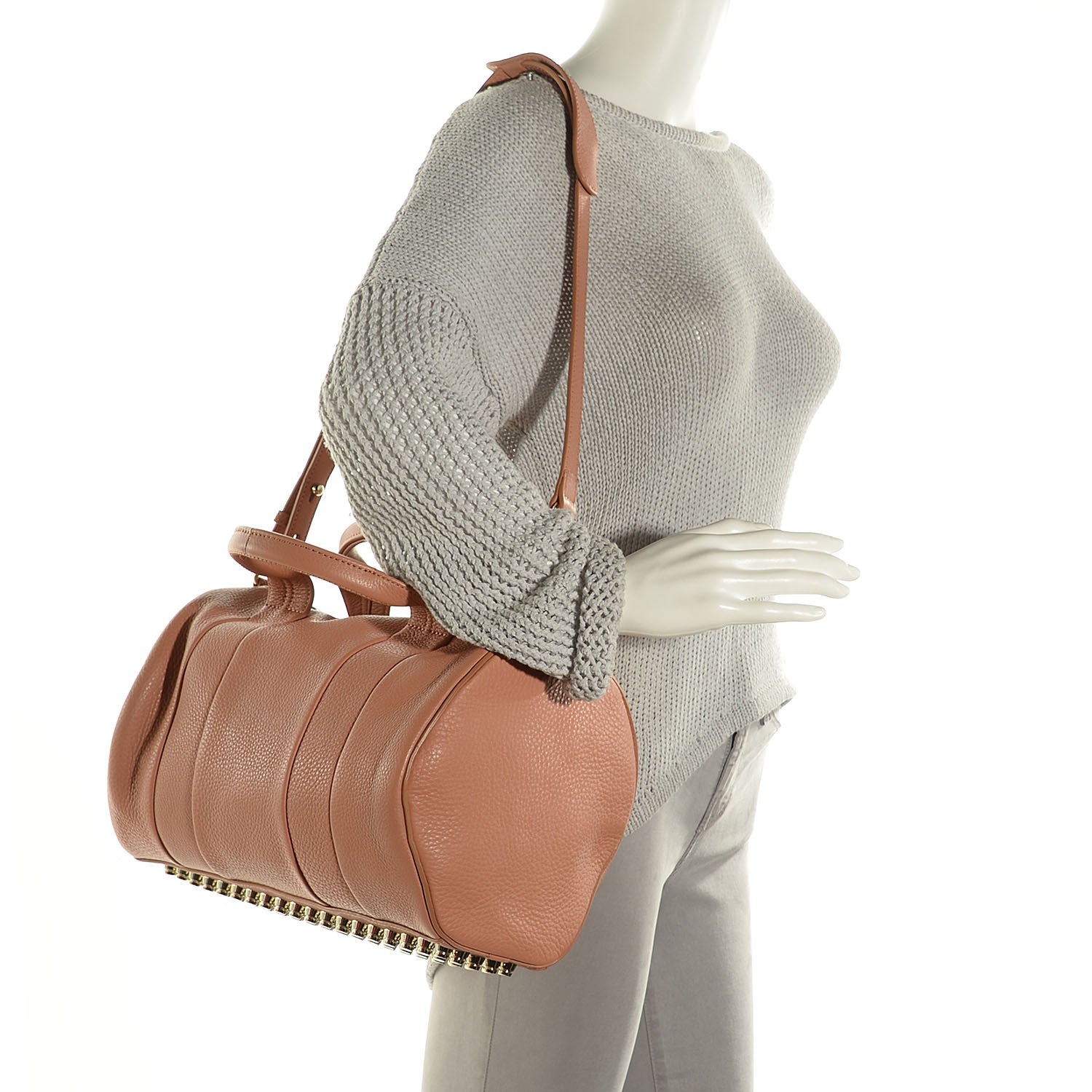 Alexander Wang Pebbled Lambskin Rocco Tan Pale Gold Hardware 2 of 10