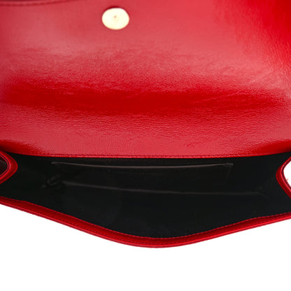 Saint Laurent Textured Patent Monogram Large Belle De Jour Clutch Red 4 of 4