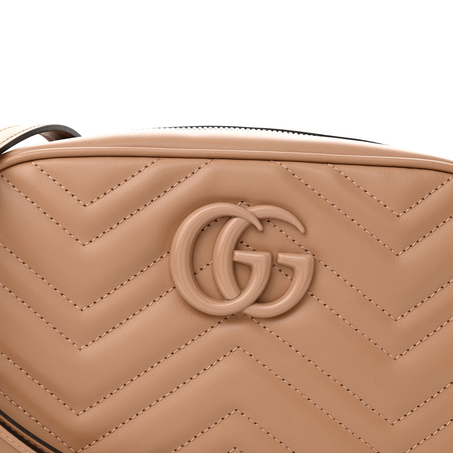 Gucci Calfskin Matelasse Monochrome Small GG Marmont Chain Shoulder Bag Camelia 8 of 11