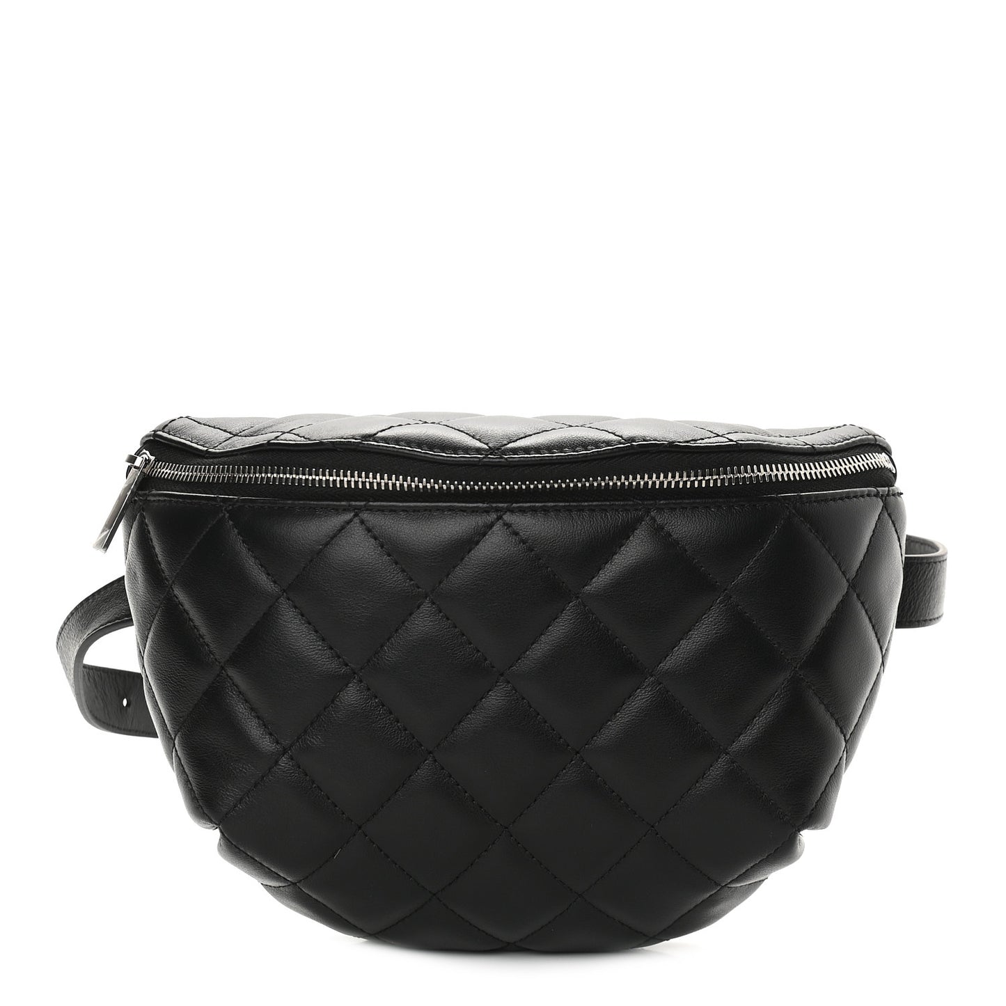 Lambskin Quilted Waist Belt Bag Black