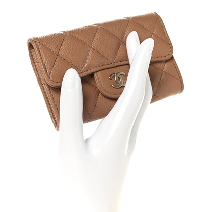 Chanel Caviar Quilted Flap Card Holder Wallet Dark Beige 2 of 9