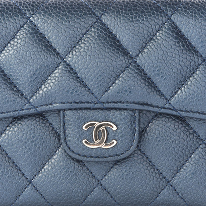 Chanel Metallic Caviar Quilted Compact Flap Wallet Dark Blue 11 of 12