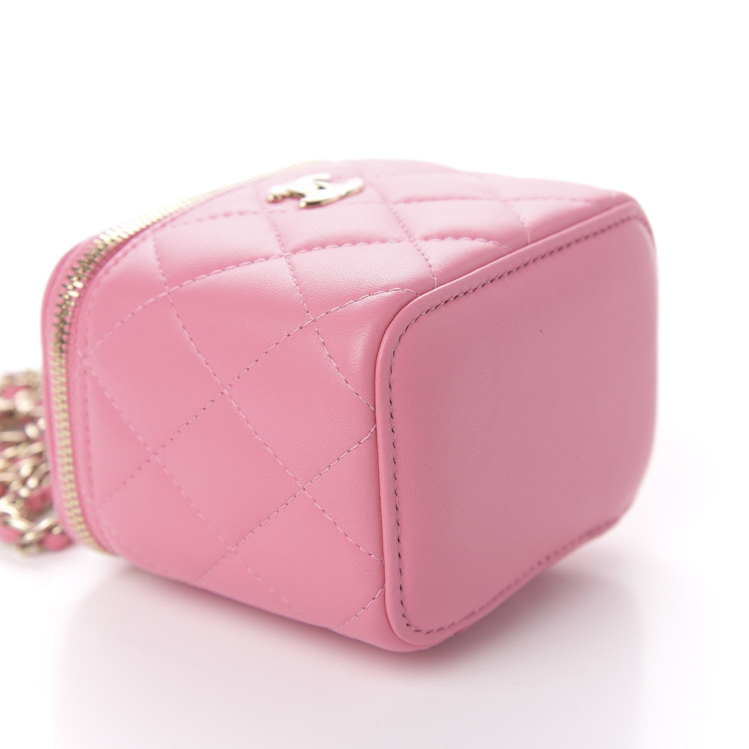 Chanel Lambskin Quilted Mini Vanity Case With Chain Pale Pink 7 of 10
