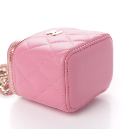 Chanel Lambskin Quilted Mini Vanity Case With Chain Pale Pink 7 of 10