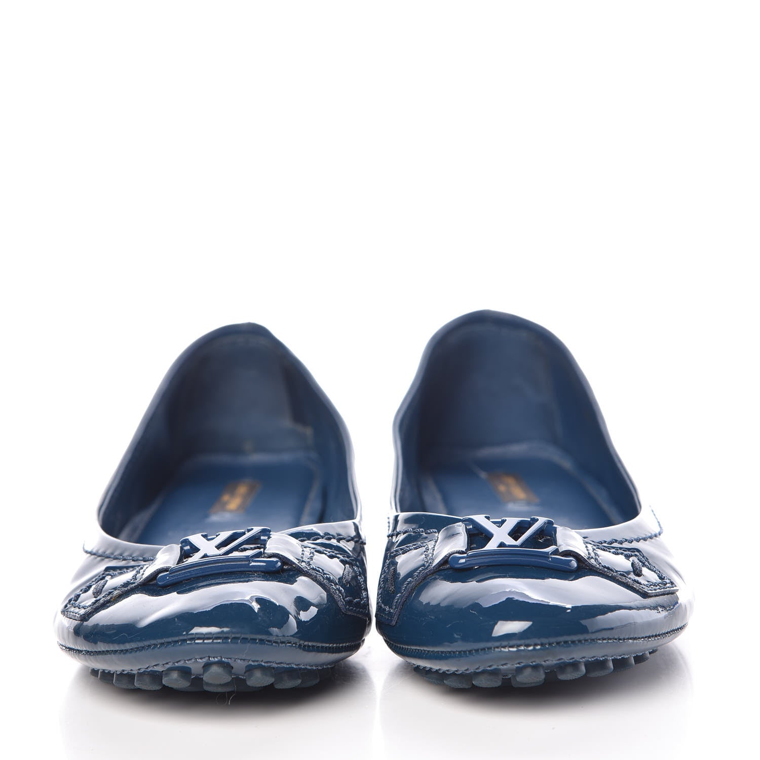 Louis Vuitton Patent Calfskin Oxford Ballerina Flats 37 Blue 2 of 13