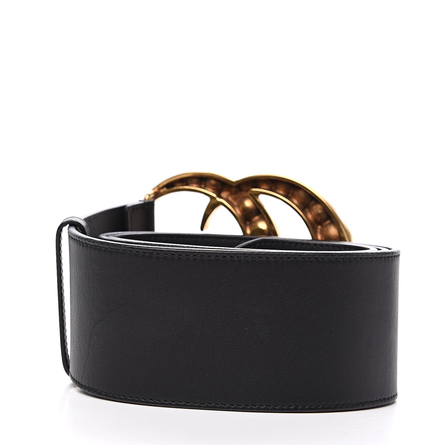 Gucci Moon Calfskin Pearl Double G 70mm Belt 100 40 Black Cream 2 of 5