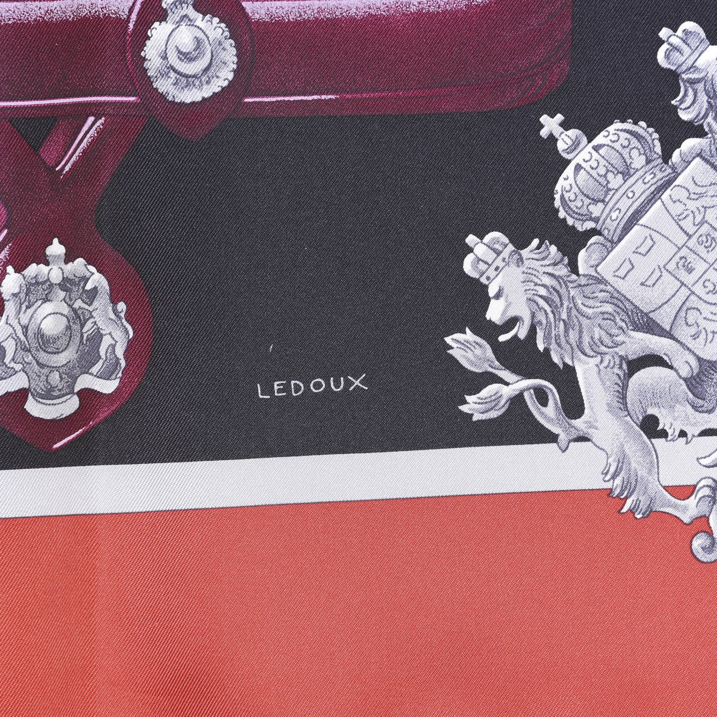 Silk Harnais De Cour Scarf 90 Bordeaux Black Corail