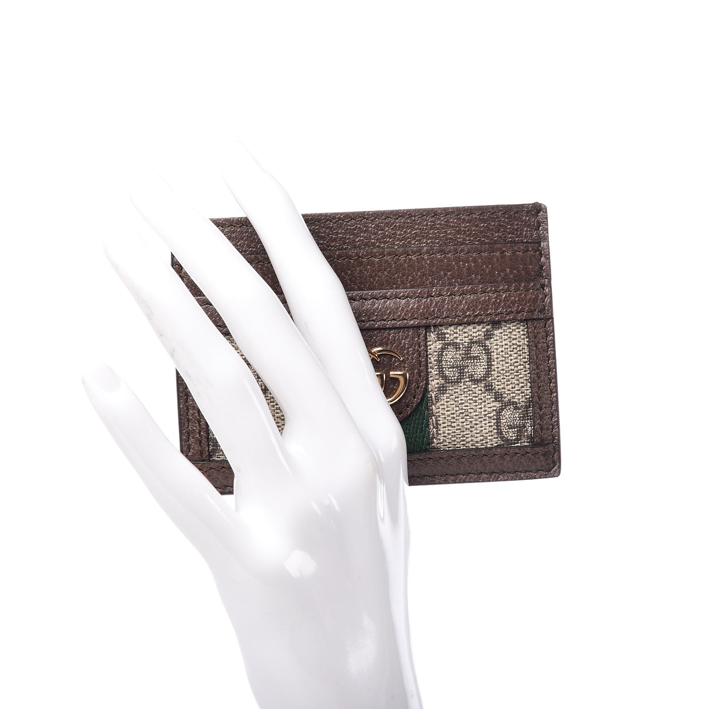 GG Supreme Monogram Ophidia Card Holder Brown