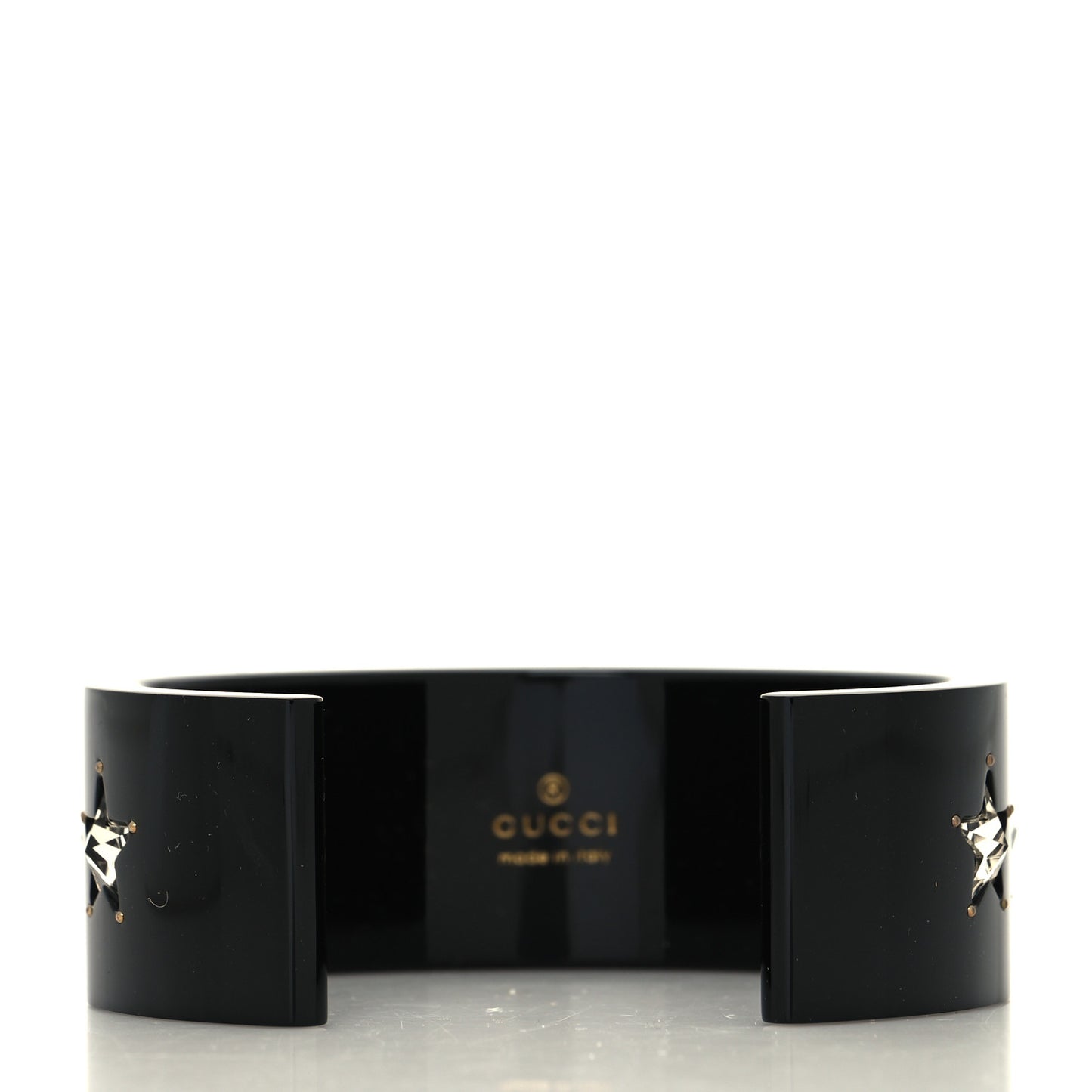 Resin Crystal Cuff Bracelet L Black