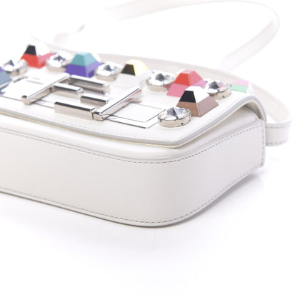 Fendi Vitello Dolce Calf Hair Studded Mini 3Baguette Shoulder Bag White 8 of 10