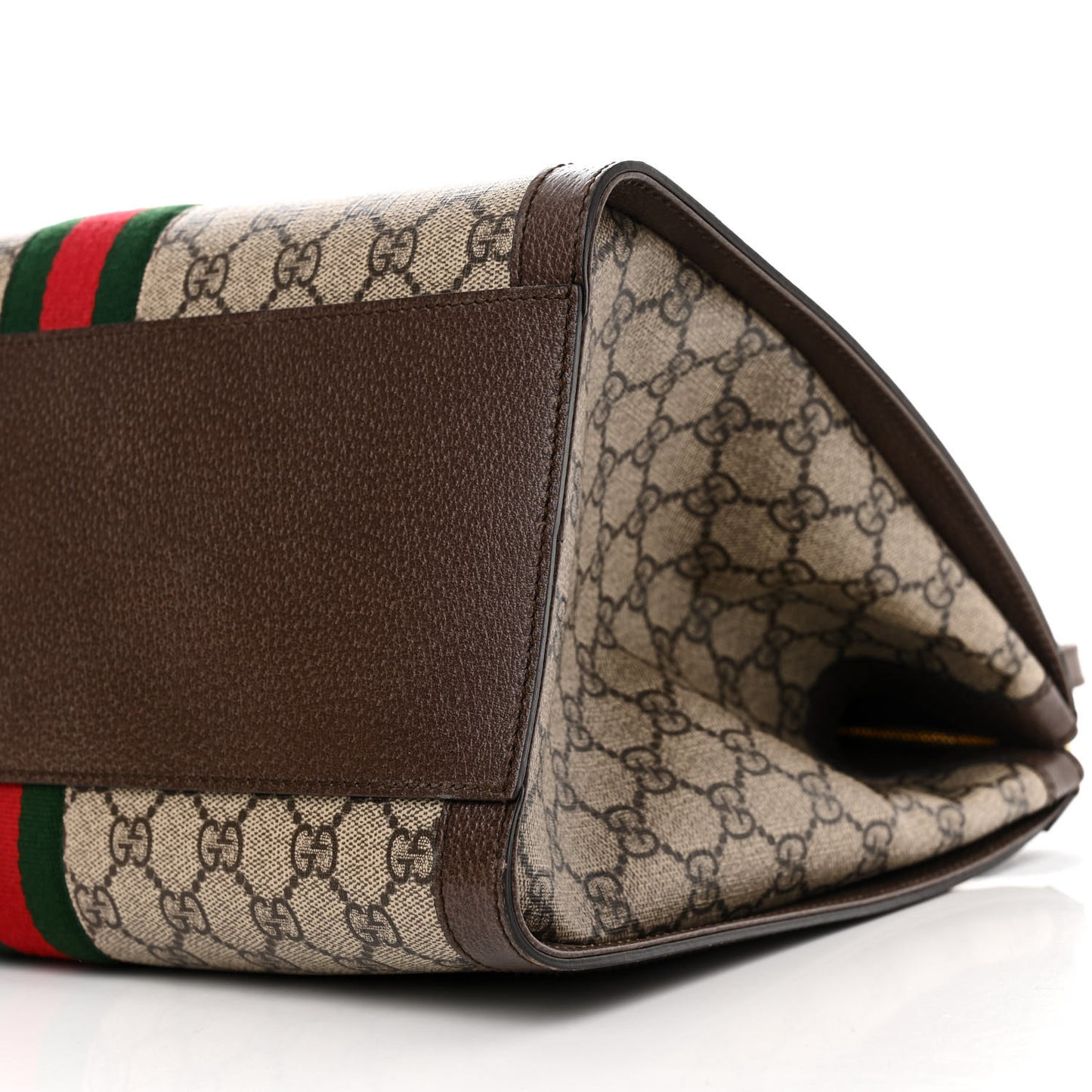 GG Supreme Monogram Web Medium Ophidia Tote Bag Brown