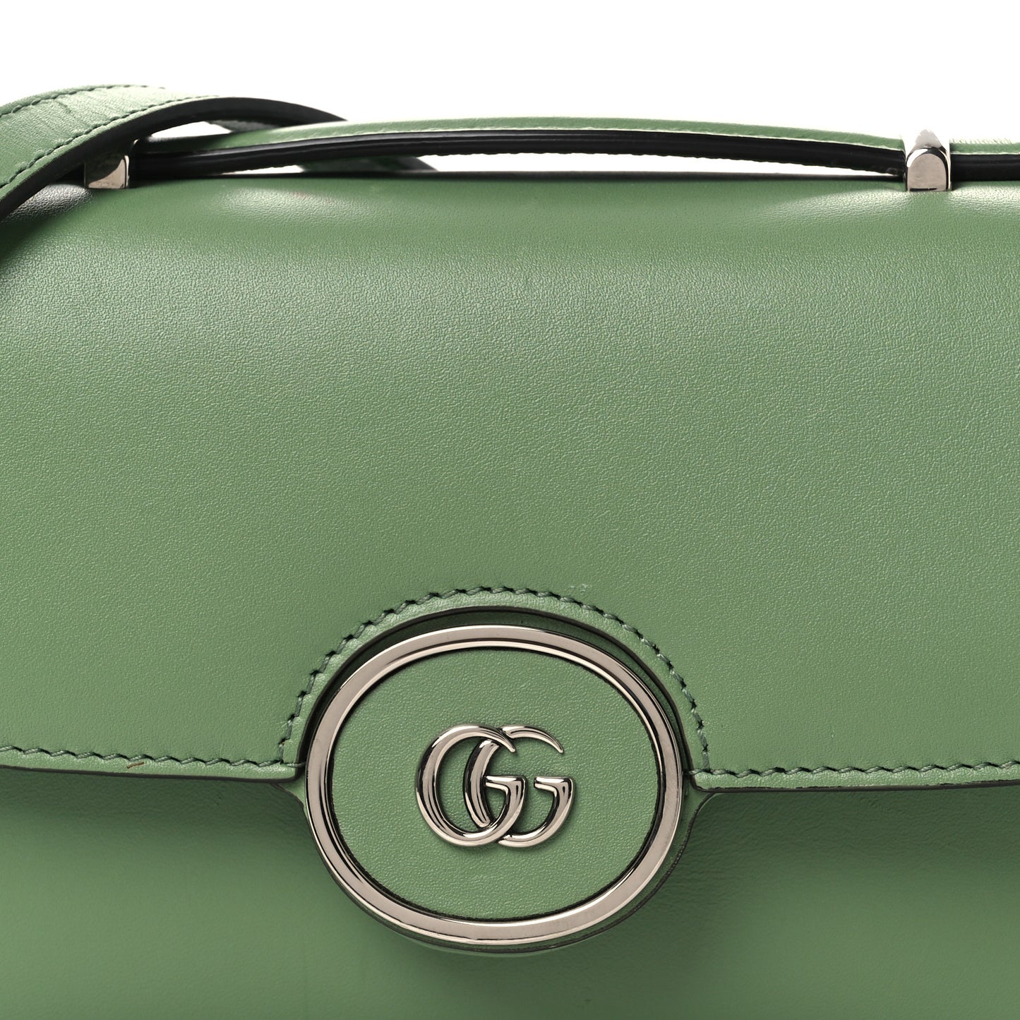 Senna Calfskin Petite GG Top Handle Shoulder Bag Green Soil Grass