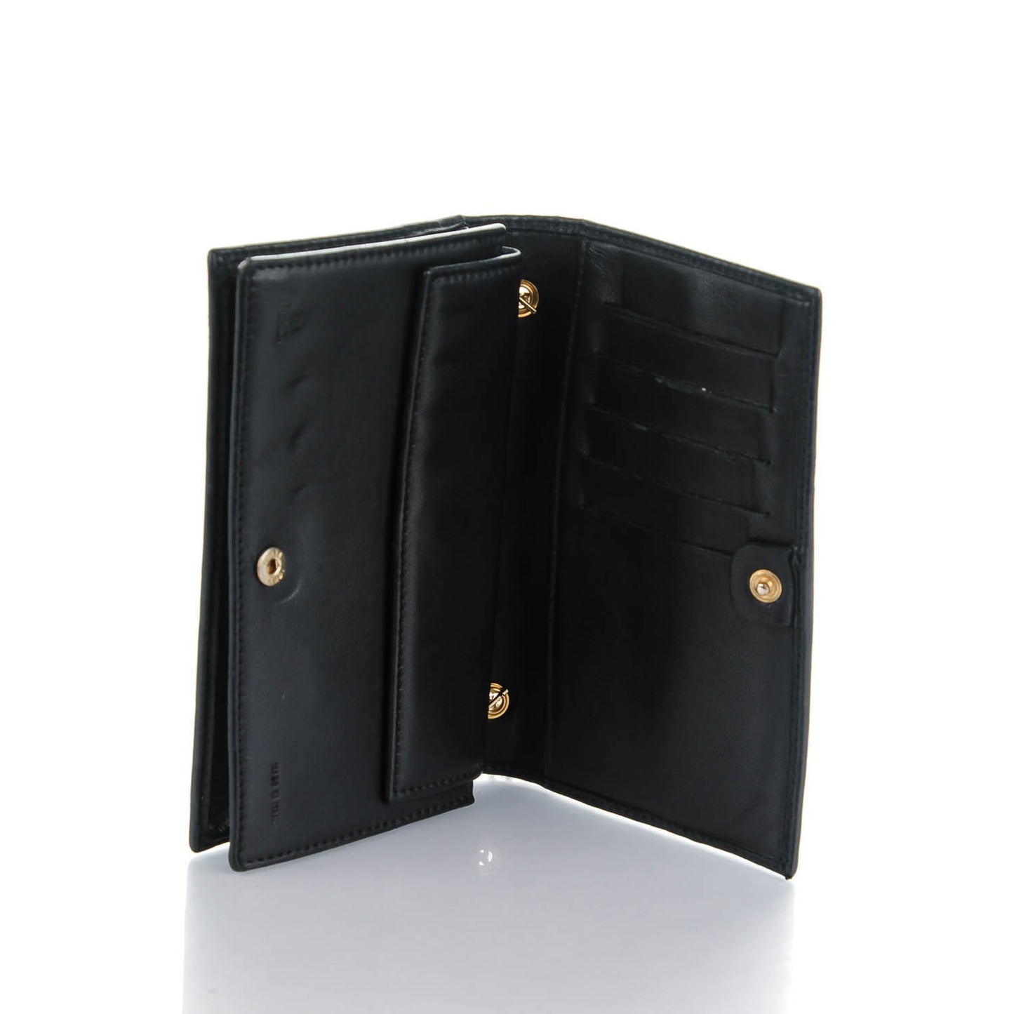 Nappa Logo Embossed Long Wallet On Chain Black
