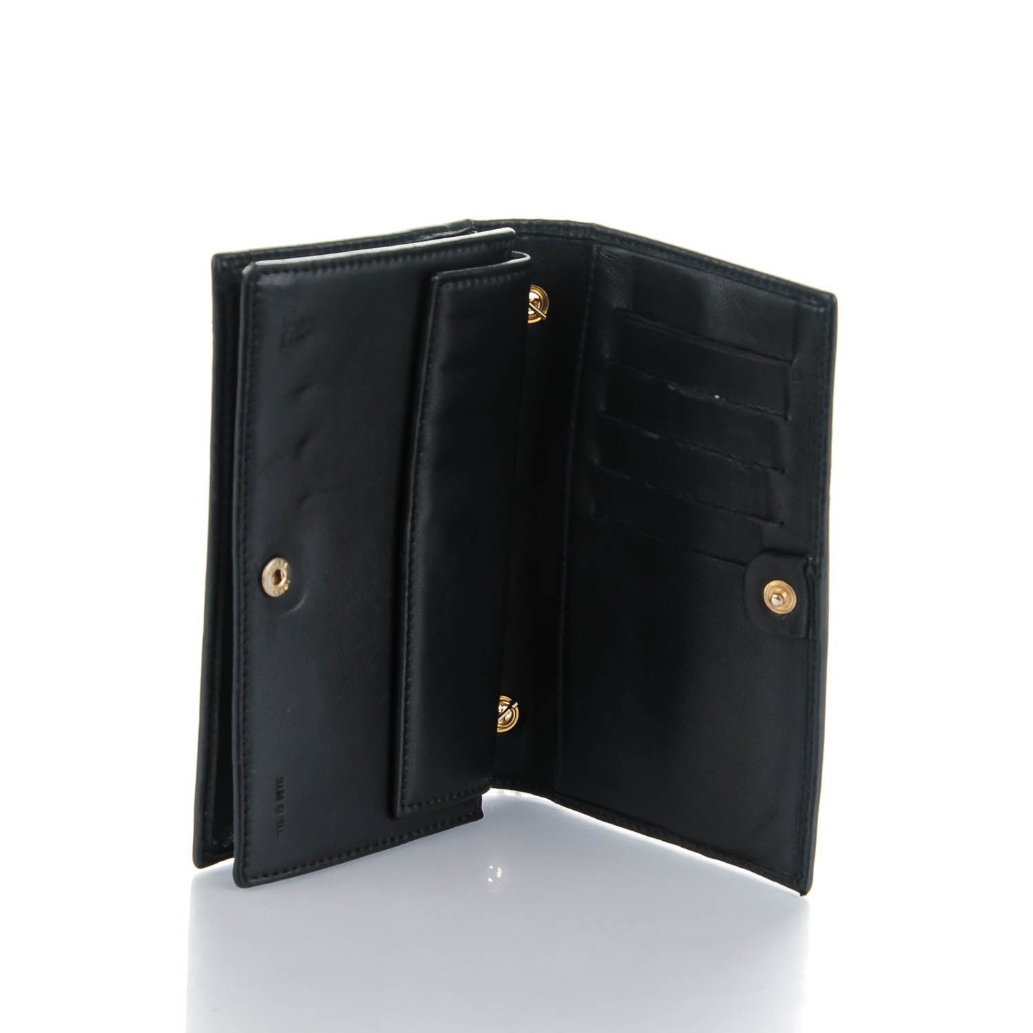 Fendi Nappa Logo Embossed Long Wallet On Chain Black 5 of 9