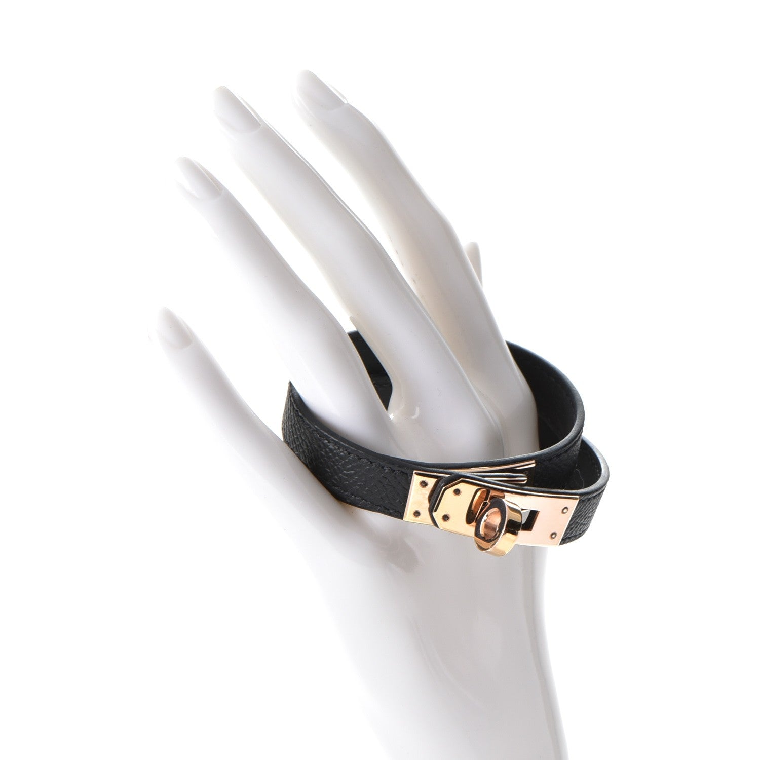 Hermes Epsom Kelly Double Tour Bracelet M Black 2 of 8