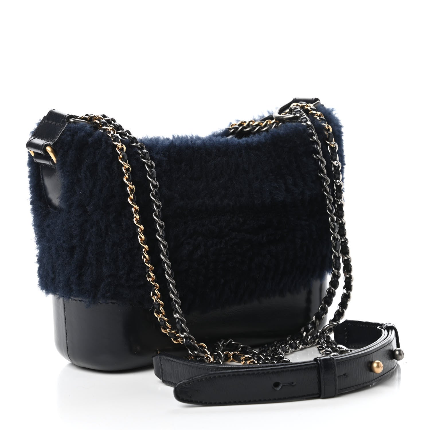 Chanel Shearling Small Gabrielle Hobo Navy 3 of 10