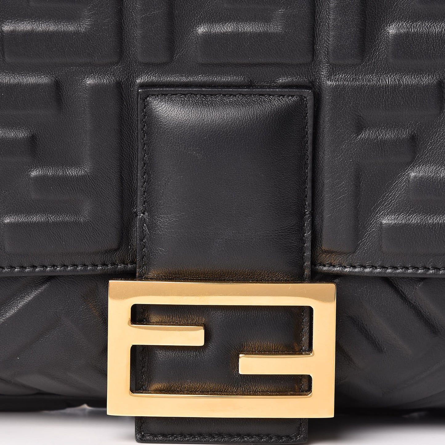 Nappa FF 1974 Embossed Large Baguette Black