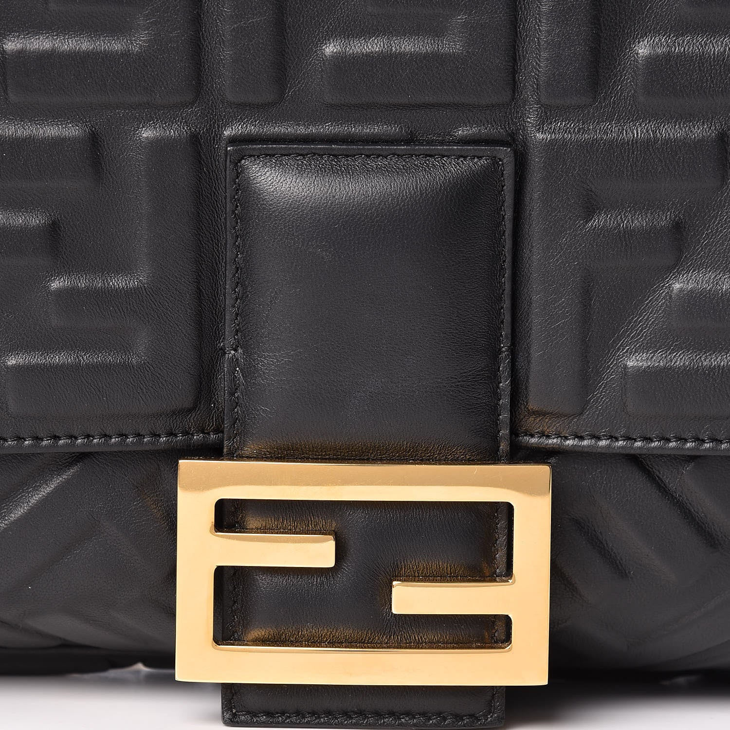 Fendi Nappa FF 1974 Embossed Large Baguette Black 8 of 10