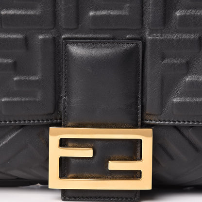 Fendi Nappa FF 1974 Embossed Large Baguette Black 8 of 10