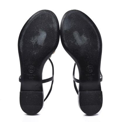 Chanel Patent Camellia Thong Sandals 36 Black White 6 of 12