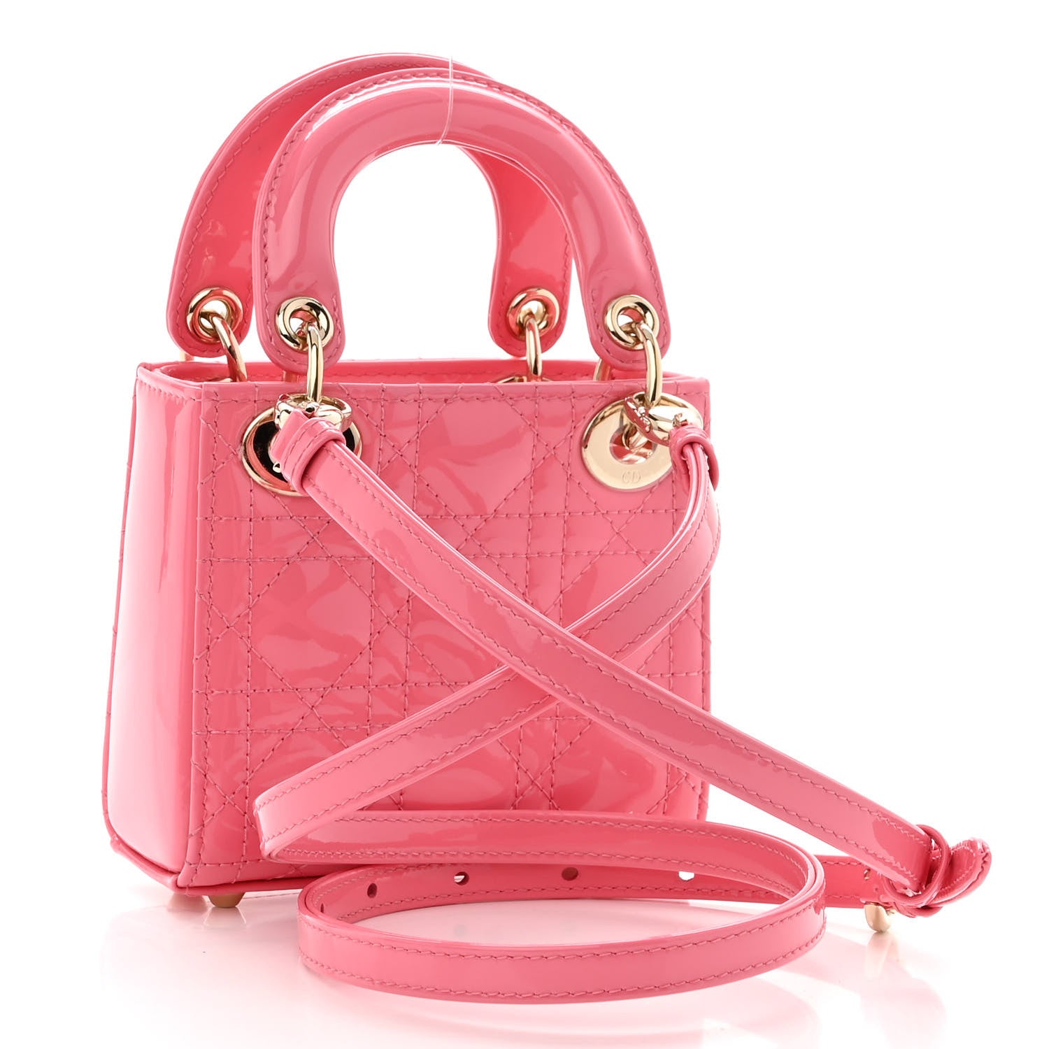 Christian Dior Patent Cannage Micro Lady Dior Peony Pink 3 of 9