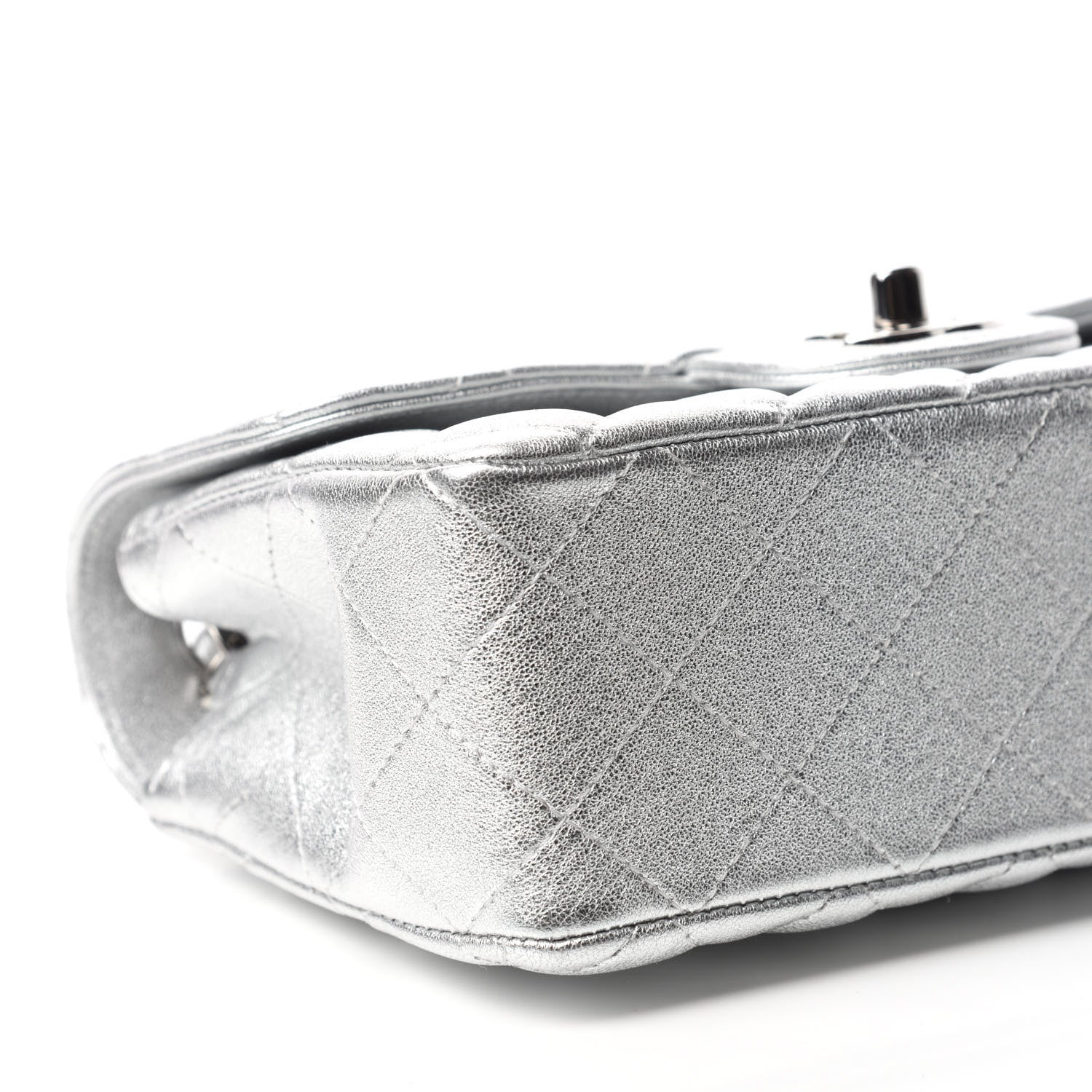 Chanel Metallic Lambskin Quilted Mini Rectangular Flap Silver 6 of 11