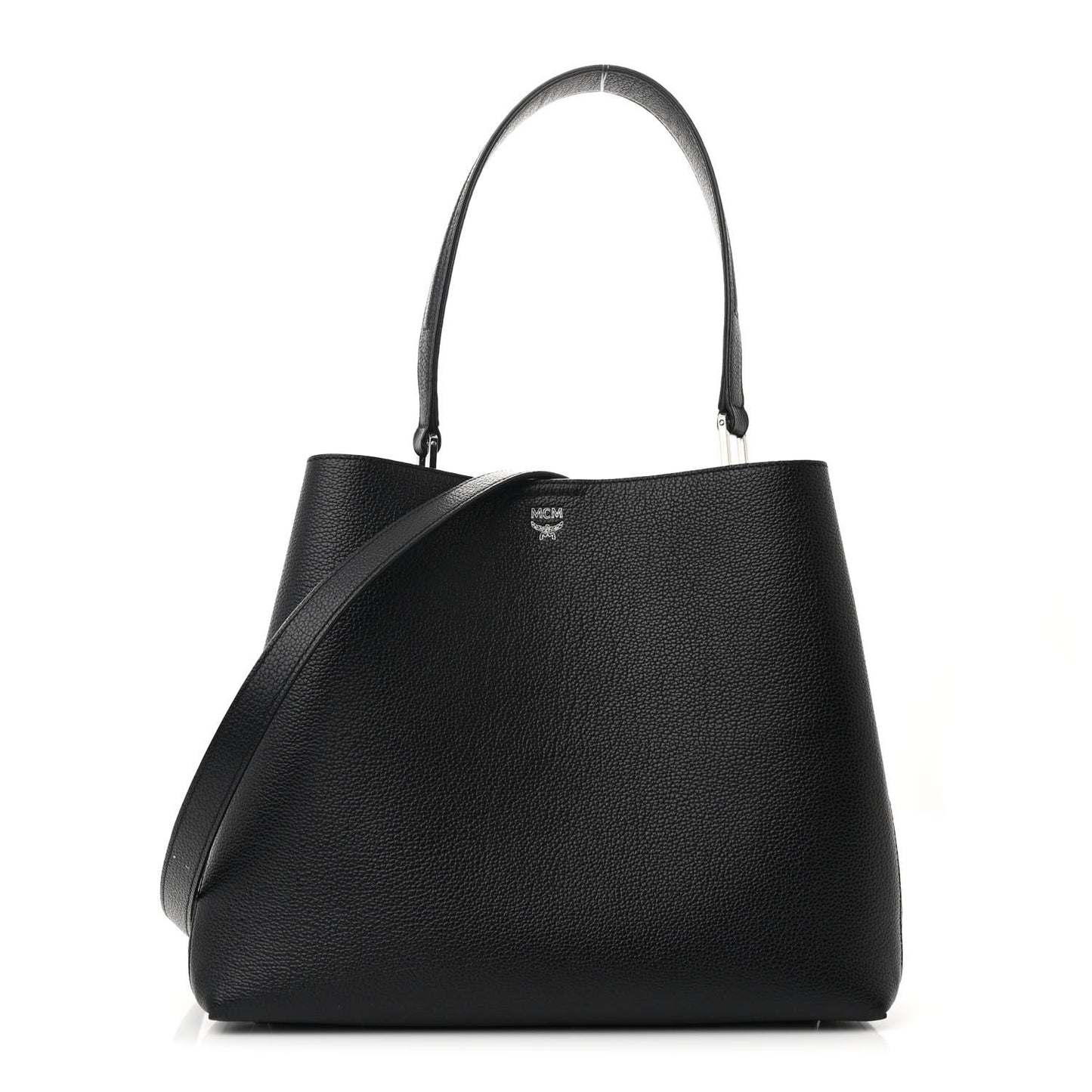 Grained Calfskin Visetos Medium Sarah Hobo Black