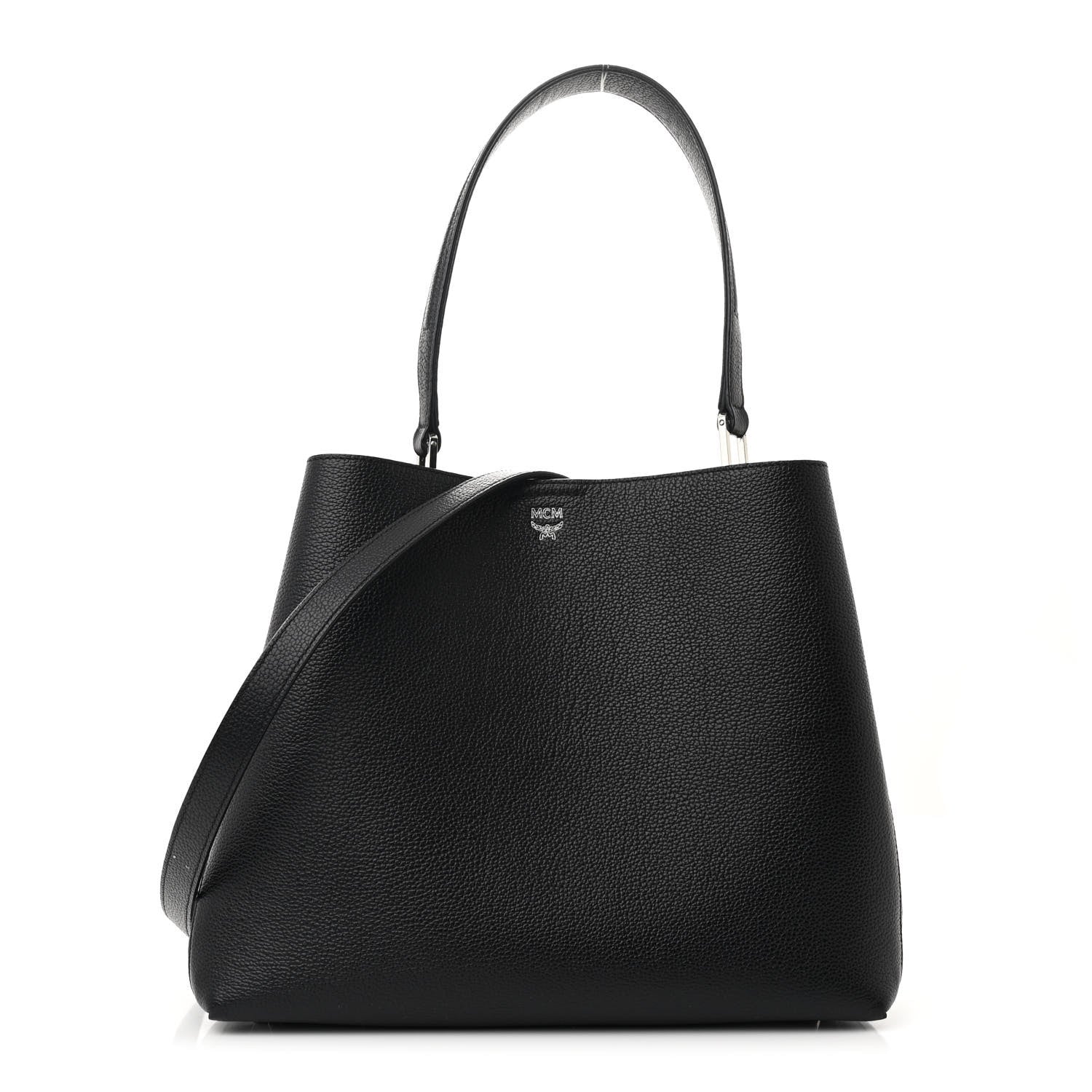 MCM Grained Calfskin Visetos Medium Sarah Hobo Black 1 of 11