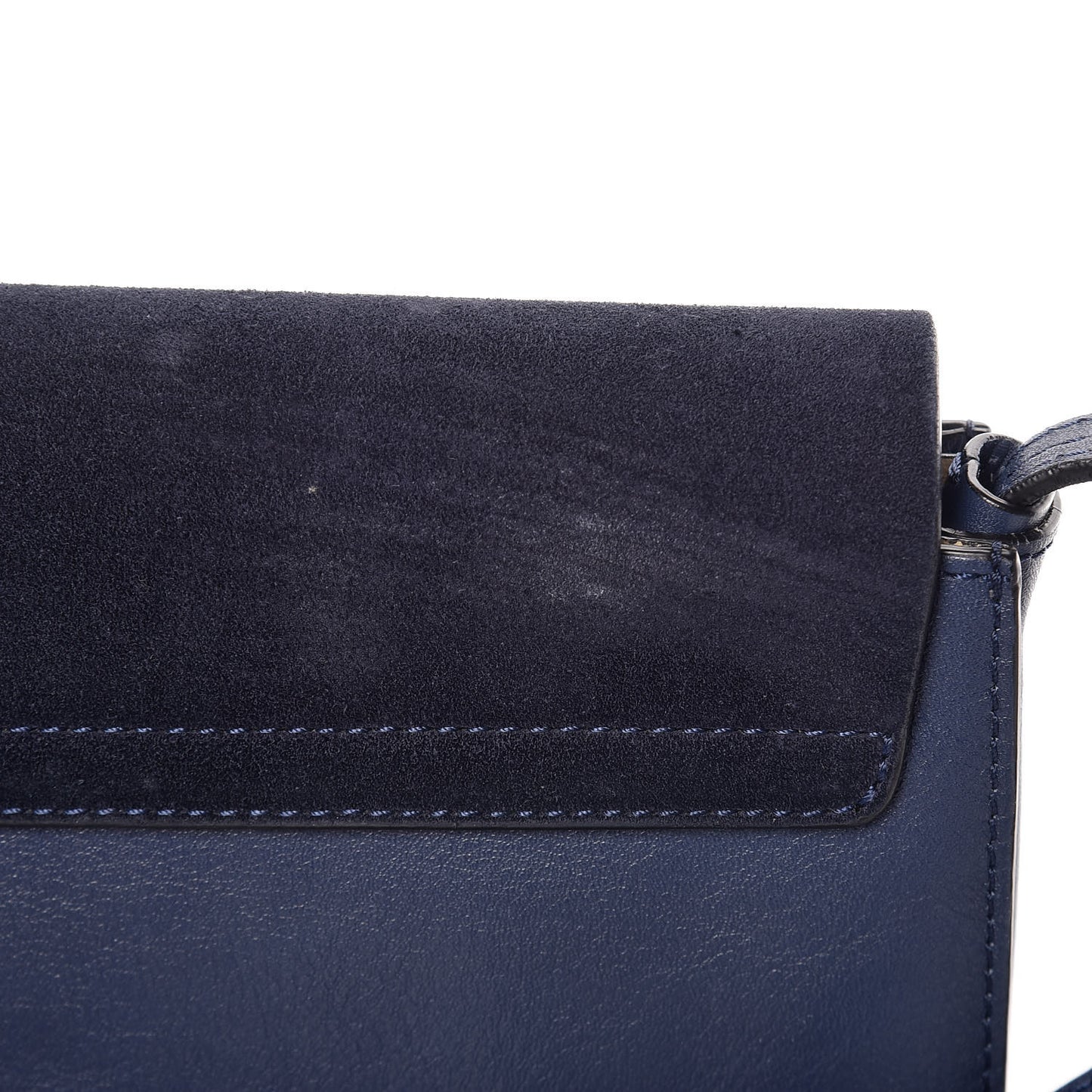 Suede Calfskin Small Faye Shoulder Bag Denim Blue